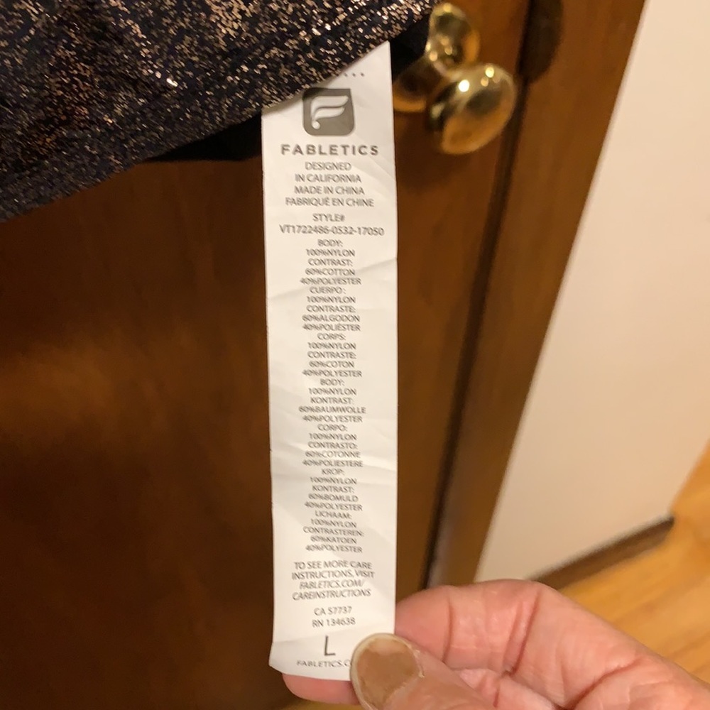 Fabletics Black and Gold Metallic Workout Jacket - Picture 5 of 7